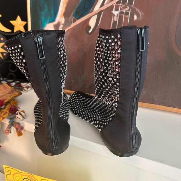 Zara Black Mesh Rhinestone Flats 39 like new - Picture 4 of 16